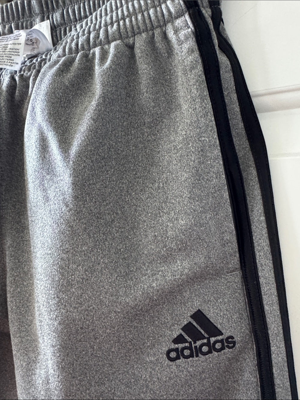 adidas Gray Kids' Joggers with Black Side Stripes - Picture 4 of 4